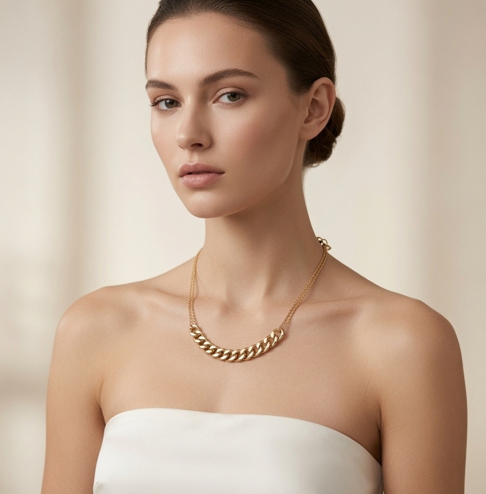 NIB 18K Gold-Filled Cuban Link Chain Necklace Large Statement Jewelry